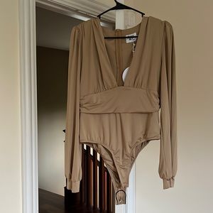 Jude Long Sleeve Bodysuit Beige